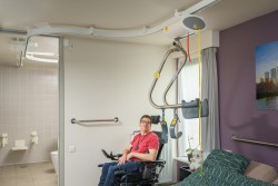 Ceiling hoist - with motor fixed on the rail ; Ceiling track rails ; Handi-Move Body Support® - Handi-Move Patient lift hoist
