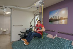 Ceiling hoist - with motor fixed on the rail ; Ceiling track rails ; Handi-Move Body Support® - Handi-Move Patient lift hoist